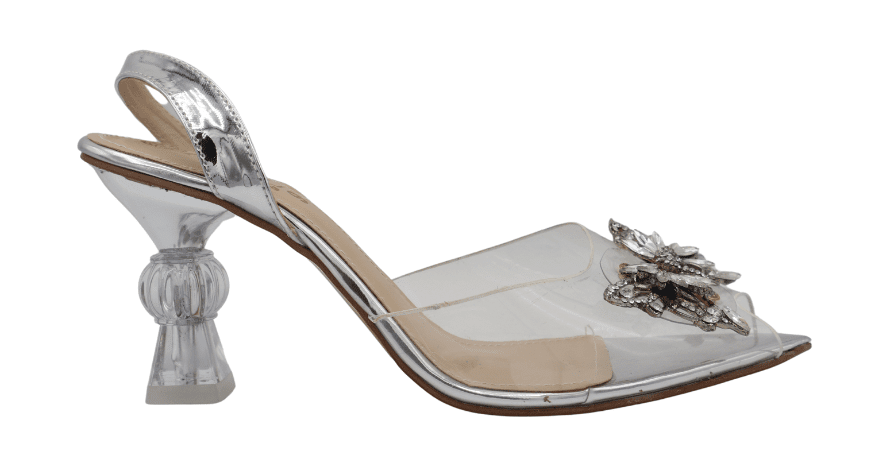 Women's Transparent Cinderella Heels – Silver Crystal Sandal Shoes