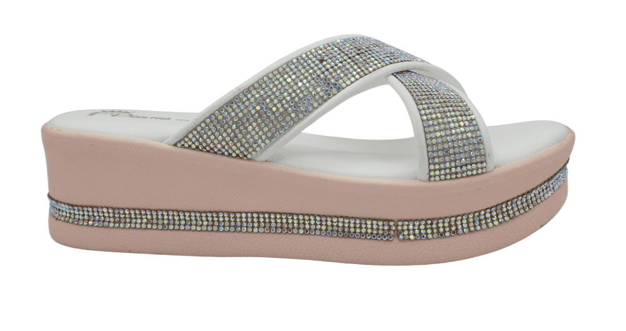 Women's Fancy White Wedge Heel Platform Sandals